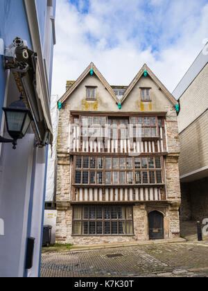 Die 16./17. Jahrhundert Merchant House Museum im historischen Barbican Bereich von Plymouth, Devon, Großbritannien. Stockfoto