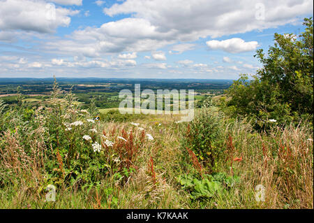 Die Aussicht von Ditchling Beacon, East Sussex, Großbritannien Stockfoto