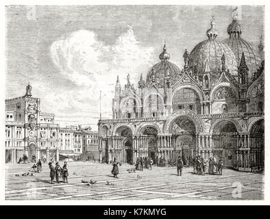 Alte Ansicht von San Marco (St Mark's Basilika), Venedig, Italien. Durch Maurand, Publ. bei Le Tour du Monde, Paris, 1862 Stockfoto