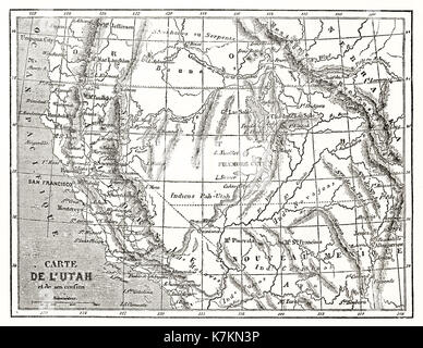 Alte Karte von Utah. Von Erhard und Bonaparte, Publ. bei Le Tour du Monde, Paris, 1862 Stockfoto