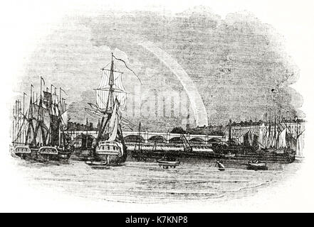 Alte Ansicht von broomielaw Brücke, Glasgow. Von unbekannter Autor, Publ. Auf dem Penny Magazine, London, 1837 Stockfoto