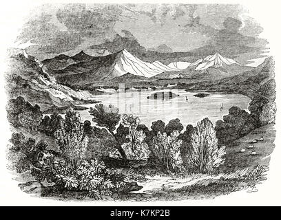 Alte Ansicht von Berg Skiddaw, England. Von unbekannter Autor, Publ. Auf dem Penny Magazine, London, 1837 Stockfoto