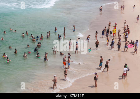 Luftaufnahme von Menschen im Meer schwimmen, Sydney, Australien Stockfoto