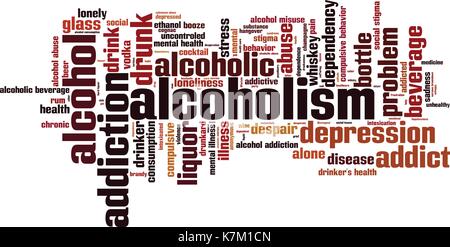 Alkoholismus Wort cloud Konzept. Vector Illustration Stock Vektor