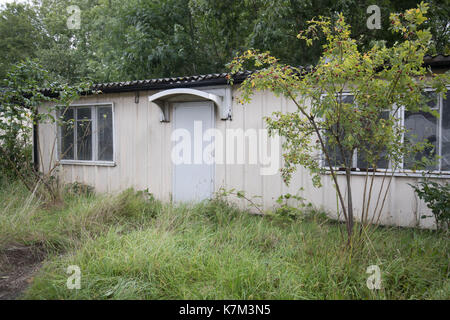 Allgemeine Ansicht der Außenseite eines post WW 2 vorgefertigte Home, einer von 17, die 1945 auf Wake Green Road in Moseley, Birmingham,, die jetzt Gegenstand einer Conservation Projekt gebaut wurden. Stockfoto