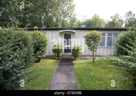 Allgemeine Ansicht der Außenseite eines post WW 2 vorgefertigte Home, einer von 17, die 1945 auf Wake Green Road in Moseley, Birmingham,, die jetzt Gegenstand einer Conservation Projekt gebaut wurden. Stockfoto