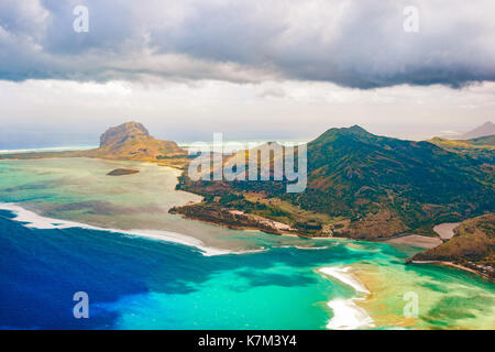 Luftaufnahme von Le Morn Brabant. Mauritius Stockfoto