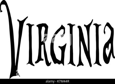 Virginia text Zeichen illustrationon weißer Hintergrund Stock Vektor