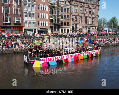 Boot 11 Bingham Cup Amsterdam 2018, Canal Parade Amsterdam 2017 Foto 3 Stockfoto