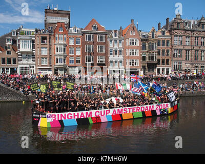 Boot 11 Bingham Cup Amsterdam 2018, Canal Parade Amsterdam 2017 Foto 4 Stockfoto