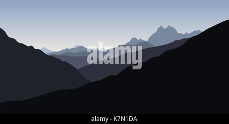 Blau Silhoette der Berge Stock Vektor