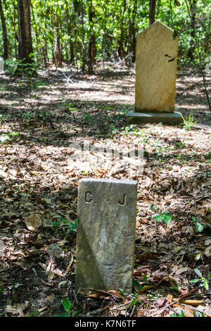 Charleston South Carolina, Drayton Hall, historische Plantage, Erhaltung, Sklavenfriedhof, Grabmale, Grabsteine, SC170514237 Stockfoto