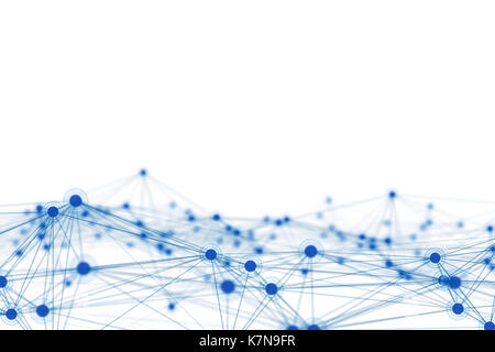 Netzwerk verbunden Linien auf weißem Hintergrund Stockfoto