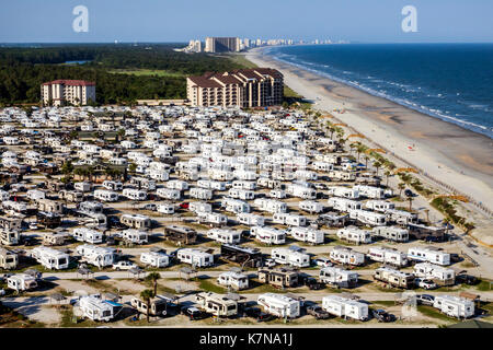 South Carolina, Myrtle Beach RV Travel Park, Freizeitfahrzeuge, Anhänger, Wohnwagen, Zeltplatz, Luftaufnahme über Anhängern, Stockfoto