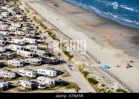 South Carolina, Myrtle Beach RV Travel Park, Freizeitfahrzeuge, Anhänger, Wohnwagen, Zeltplatz, Luftaufnahme über Anhängern, Stockfoto