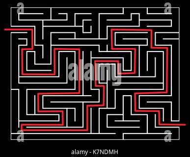 Gelöst Labyrinth Vektor symbol Icon Design. Schöne Abbildung auf schwarzem Hintergrund Stock Vektor