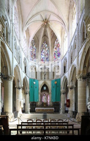 Saint-Pierre-sur-Dives Abbey (Abbaye de Saint-Pierre-sur-Dives), Calvados, Normandie, Pfarrhaus nach Osten Stockfoto