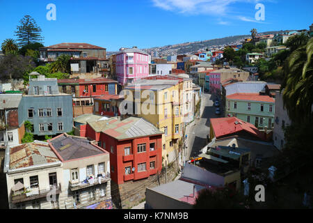 Bunte Häuser in Valparaiso, Chile Stockfoto