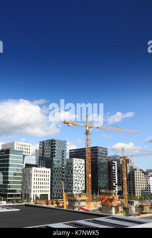 Die 'Barcode Gebäude" in der bjørvika Bezirk von Oslo, Norwegen, vom Dach der Oper Oslo gesehen Stockfoto
