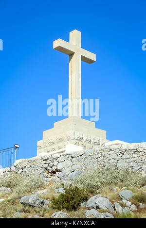 Das Kreuz über Srd Sehenswürdigkeiten in Dubrovnik, Kroatien. Stockfoto