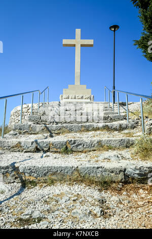 Schritte zum Kreuz des Srd Sehenswürdigkeiten in Dubrovnik, Kroatien. Stockfoto