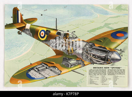 Aus der Zeit des Zweiten Weltkriegs Poster touting des neuen Supermarine pitfire ich, "die neuen britischen Spitfire", England, 1940. Stockfoto