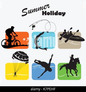 Aktive Erholung, Sommerurlaub, Symbol, Vector Illustration Stock Vektor