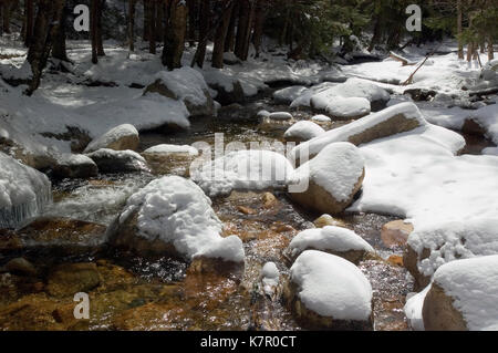 Ein gebirgsbach in den White Mountains von New Hampshire im Frühjahr Tauwetter Stockfoto