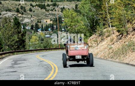 Central City, Colorado, USA. 15 Sep, 2017. Der Hot Rod Hill Climb, führen Sie jeden September in diesem ehemaligen Goldgräberstadt westlich von Denver, ist offen-4788 Fahrzeuge mit Flachkopf, banger, Ohv-Konvertierung oder frühen inline-Motoren vor. Credit: Brian Cahn/ZUMA Draht/Alamy leben Nachrichten Stockfoto