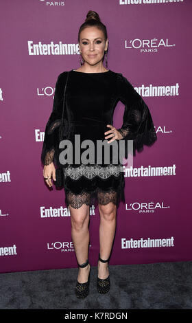 West Hollywood, Kalifornien, USA. 15 Sep, 2017. Alyssa Milano kommt für die Entertainment Weekly vor Emmy Party im Sunset Tower Hotel. Credit: Lisa O'Connor/ZUMA Draht/Alamy leben Nachrichten Stockfoto