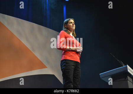 Jo Swinson gibt Ihre erste Rede auf der Konferenz der Liberaldemokraten in Bournemouth seit als MP gewählt. Stockfoto