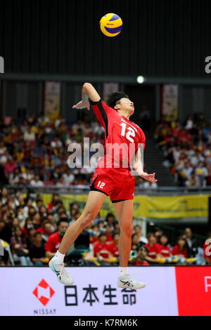 Shohei Yamamoto (JPN), 16. SEPTEMBER 2017 - Volleyball: FIVB World Grand Champions Cup 2017 Männer Match zwischen Japan 1-3 Iran im Osaka Municipal Central-Gymnasium in Osaka, Japan. (Foto von Naoki Nishimura/LBA SPORT) Stockfoto