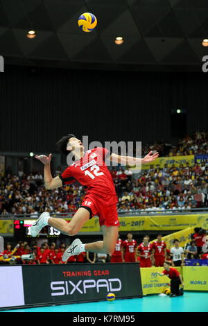 Shohei Yamamoto (JPN), 16. SEPTEMBER 2017 - Volleyball: FIVB World Grand Champions Cup 2017 Männer Match zwischen Japan 1-3 Iran im Osaka Municipal Central-Gymnasium in Osaka, Japan. (Foto von Naoki Nishimura/LBA SPORT) Stockfoto