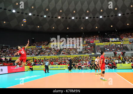 Shohei Yamamoto (JPN), 16. SEPTEMBER 2017 - Volleyball: FIVB World Grand Champions Cup 2017 Männer Match zwischen Japan 1-3 Iran im Osaka Municipal Central-Gymnasium in Osaka, Japan. (Foto von Naoki Nishimura/LBA SPORT) Stockfoto