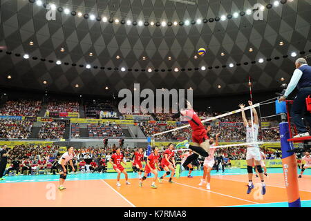 Allgemeine Ansicht, 16. SEPTEMBER 2017 - Volleyball: FIVB World Grand Champions Cup 2017 Männer Match zwischen Japan 1-3 Iran im Osaka Municipal Central-Gymnasium in Osaka, Japan. (Foto von Naoki Nishimura/LBA SPORT) Stockfoto