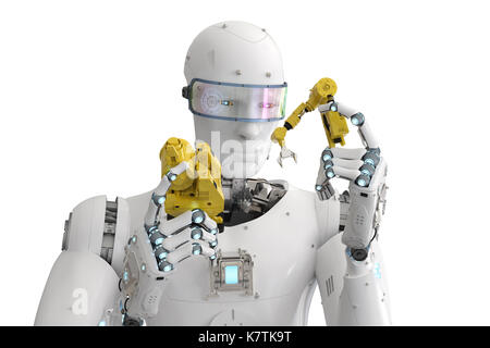 3D-Rendering humanoide Roboter bauen Roboter Arm Stockfoto