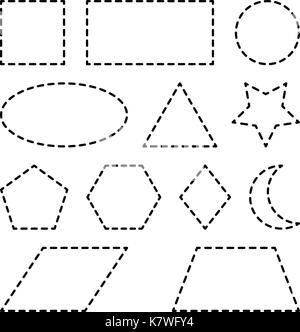 Geometrischen Grundformen Quadrat, Kreis, Oval, Dreieck, Sechseck, Rechteck, Stern, Herz, rhombus Vektor symbol Icon Design. Schöne Abbildung auf isolierte Stock Vektor