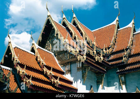 Dach Linien, Marmor-tempel, Bangkok, Thailand Stockfoto