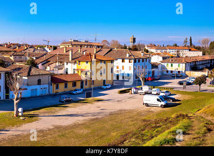 Stadt Palmanova skyline Panorama von Stadt Verteidigung Wände, Region Friaul-Julisch Venetien in Italien Stockfoto