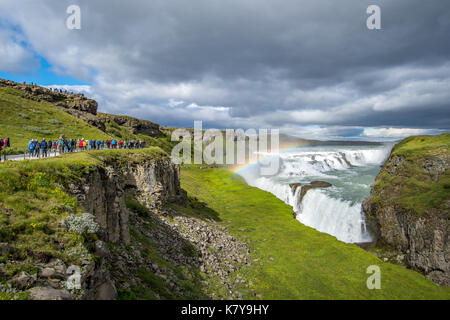 Island - Gullfoss Wasserfall am Hvítá Fluss im Südwesten Islands Stockfoto