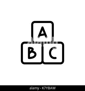 Alphabet Würfel dünne Linie Symbol. Struktursymbol Baby entwickeln Spiel für das Design der Kinder freute und mobile Anwendungen. Umrisse Schlaganfall kid cute block Piktogramm Stock Vektor