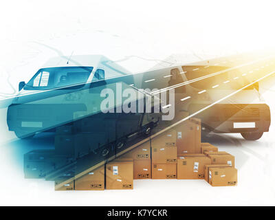 Konzept der box Distribution System. 3D-Rendering Stockfoto