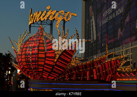 Beleuchtete Flamingo sign in Las Vegas Stockfoto