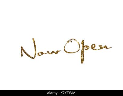 Die goldenen Glitter isoliert Hand schreiben Word jetzt öffnen Stock Vektor