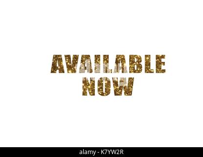 Die goldenen Glitter isolierte Wort shop Jetzt verfügbar Stock Vektor