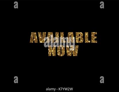 Die goldenen Glitter isolierte Wort shop Jetzt verfügbar Stock Vektor