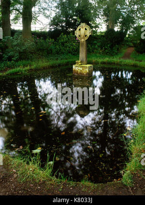 Lady's Gut, Holystone, Northumberland: Blick N der Stein - gezeichnet, Playing Card-förmige Pool, der repariert wurde und mit einem Kreuz in der C 18. geschmückt. Stockfoto