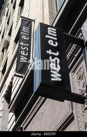 West Elm Sign, NYC, USA Stockfoto