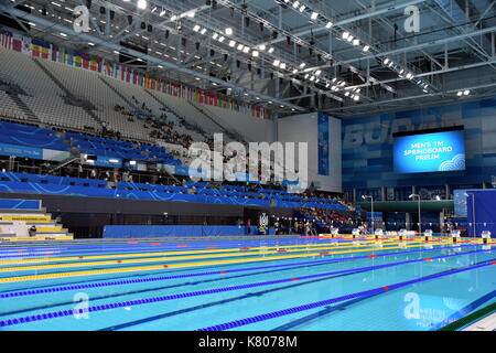 Budapest, Ungarn - 14.Juli 2017. Im Duna-Arena, der Heimat von Schwimmen und Tauchen Wettbewerbe während der FINA Swimming-Weltmeisterschaften. Stockfoto