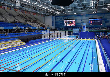 Budapest, Ungarn - 14.Juli 2017. Im Duna-Arena, der Heimat von Schwimmen und Tauchen Wettbewerbe während der FINA Swimming-Weltmeisterschaften. Stockfoto